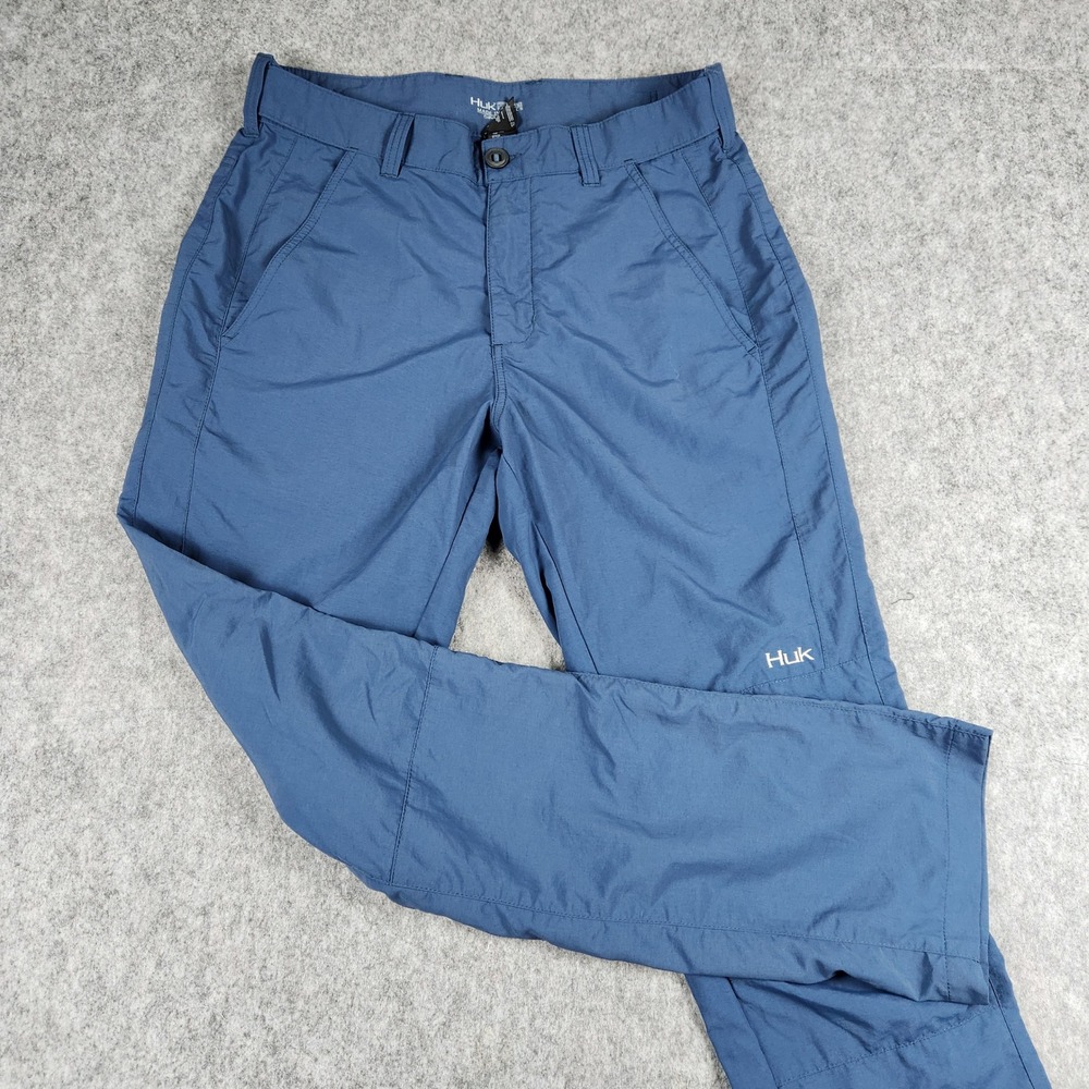 Huk Performance Fishing Pants Men L 34x32 Blue Lightweight Outdoor Nylon Utility